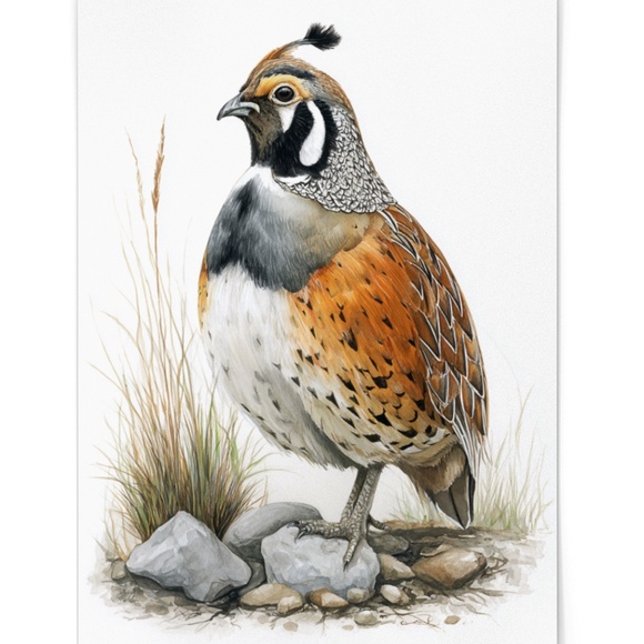 Watercolor Quail Wall Art Print, Unframed - Vibrant Nature-Inspired Home Decor - Picture 2 of 6